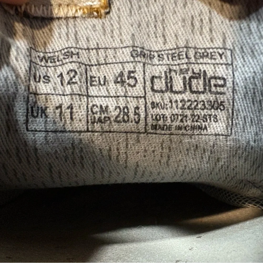 Hey Dude Welsh Grip Steel Gray Mens Size 12 Slip Ons‎ Shoes Sneakers